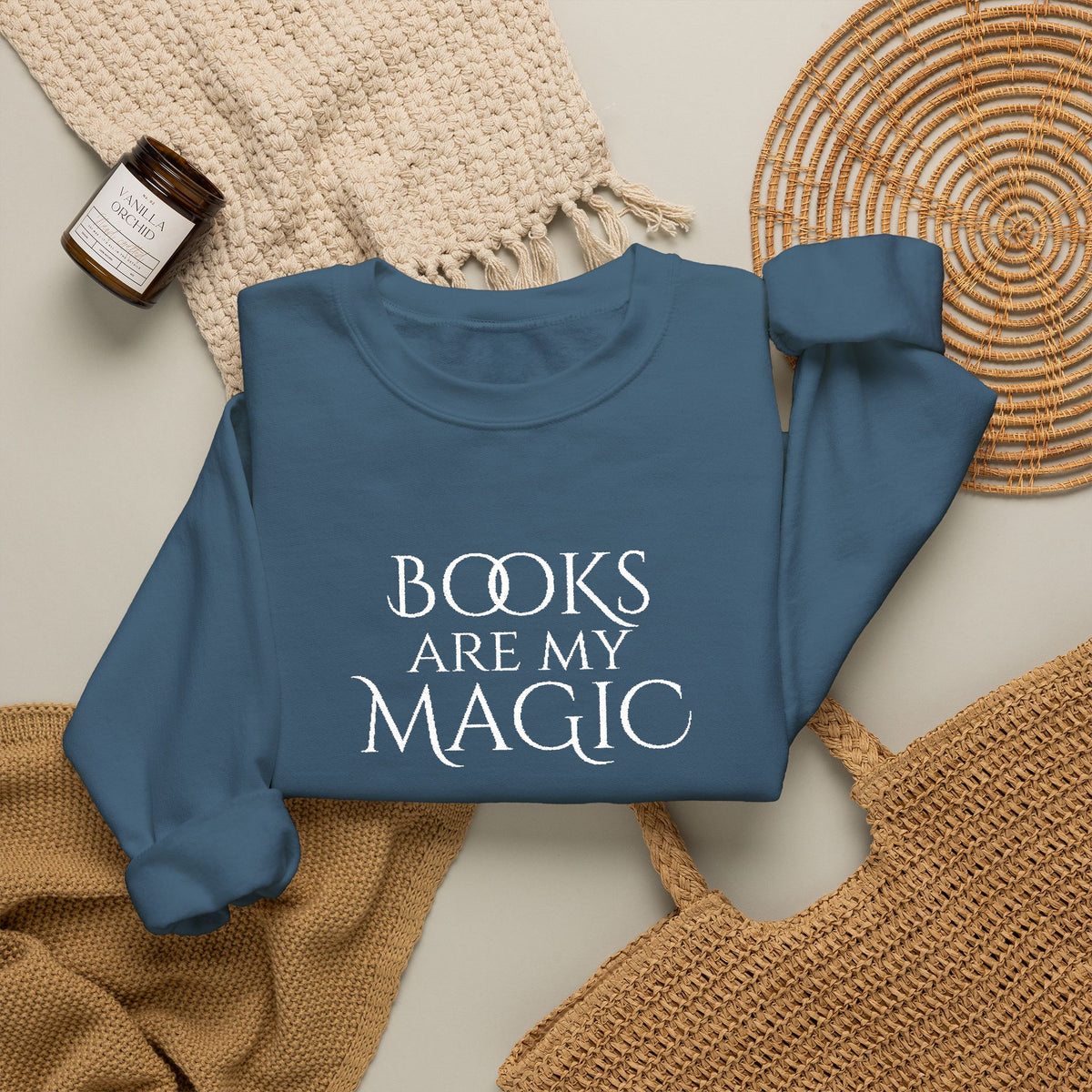 Books Are My Magic Embroidered Crewneck Sweatshirt