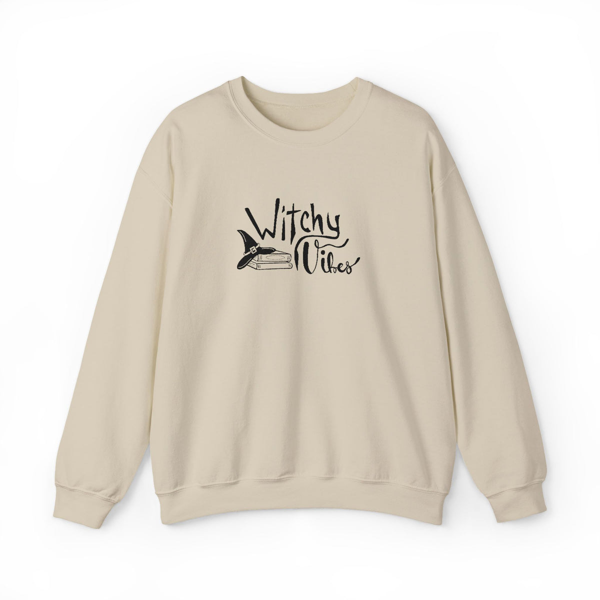Witchy Vibes Embroidered Crewneck Sweatshirt (Black Thread)