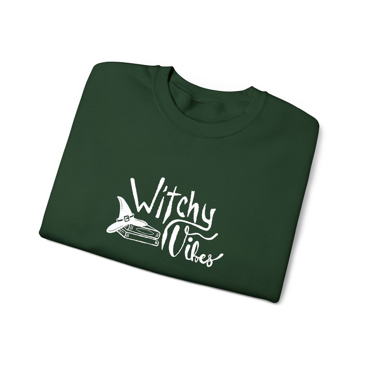 Witchy Vibes Embroidered Crewneck Sweatshirt (White Thread)