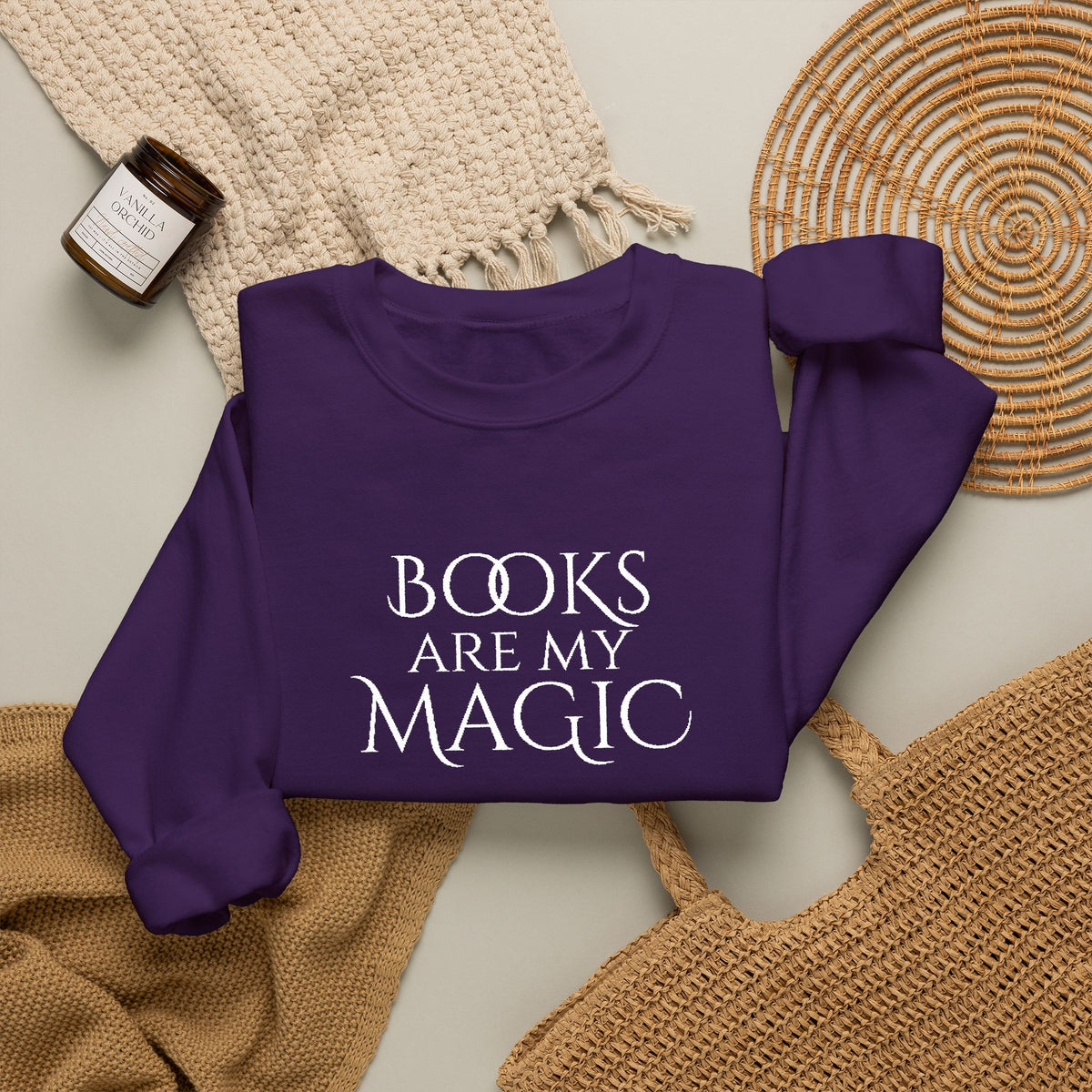 Books Are My Magic Embroidered Crewneck Sweatshirt