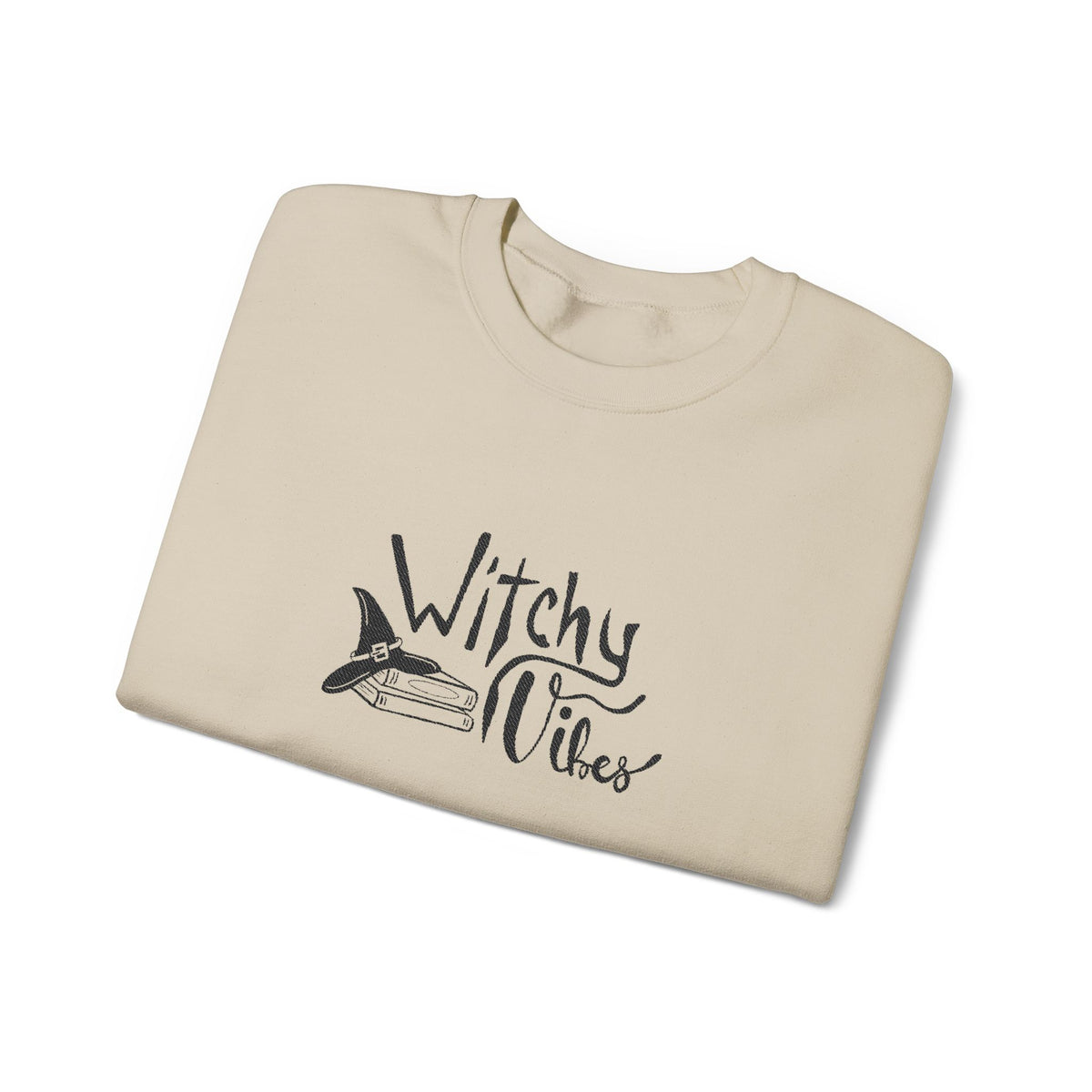 Witchy Vibes Embroidered Crewneck Sweatshirt (Black Thread)