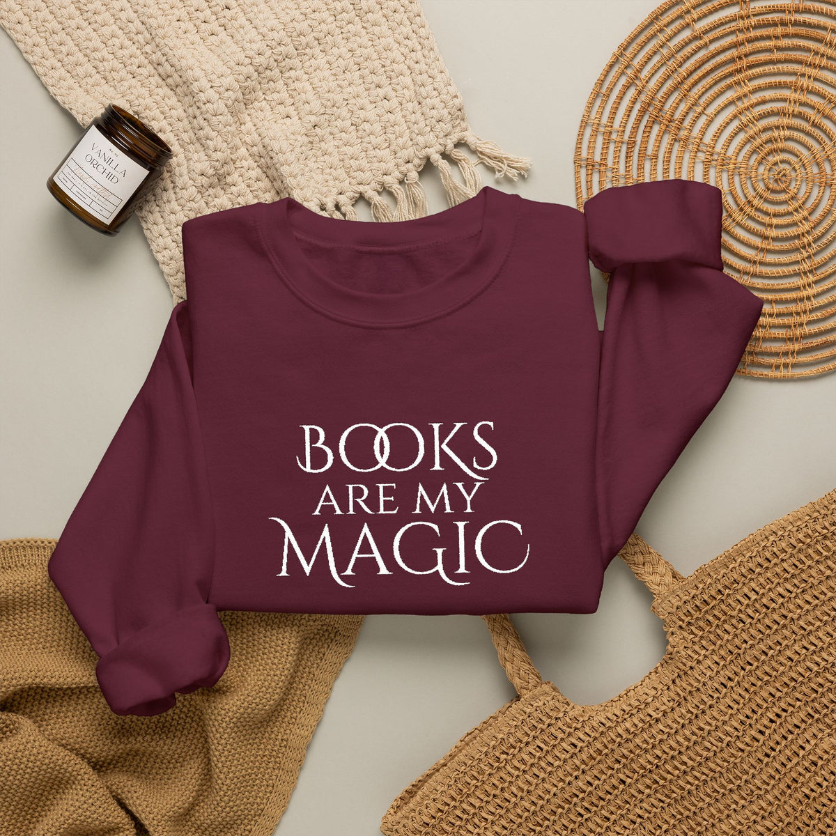 Books Are My Magic Embroidered Crewneck Sweatshirt