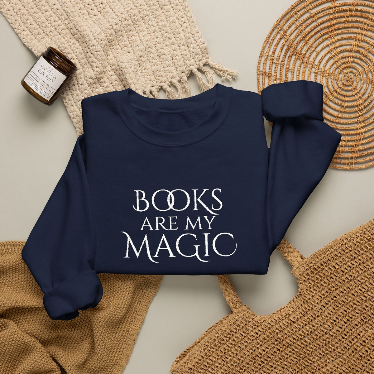 Books Are My Magic Embroidered Crewneck Sweatshirt