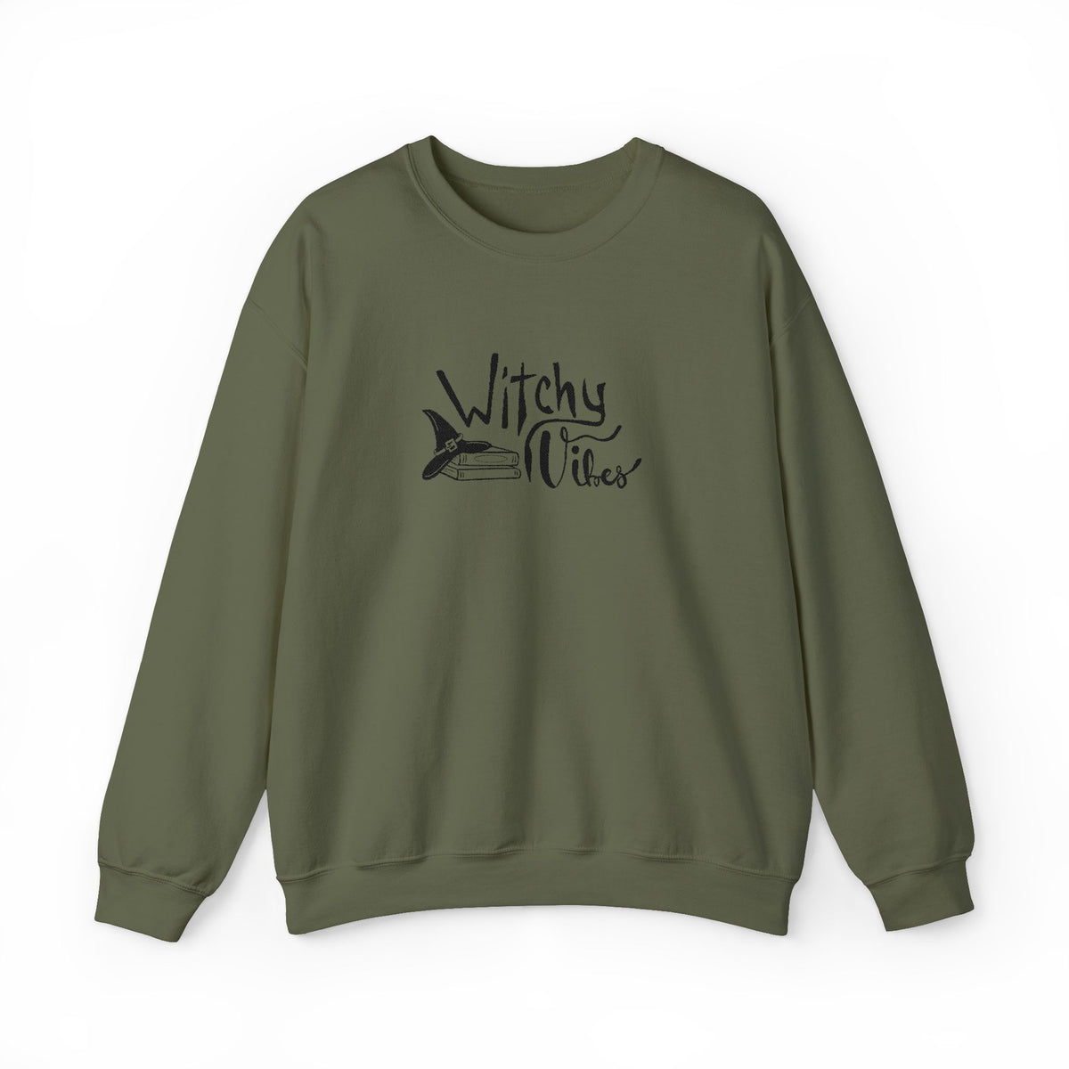 Witchy Vibes Embroidered Crewneck Sweatshirt (Black Thread)
