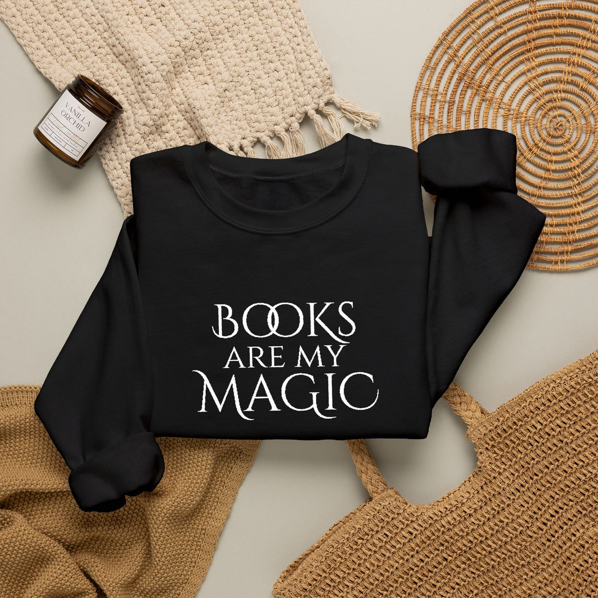 Books Are My Magic Embroidered Crewneck Sweatshirt