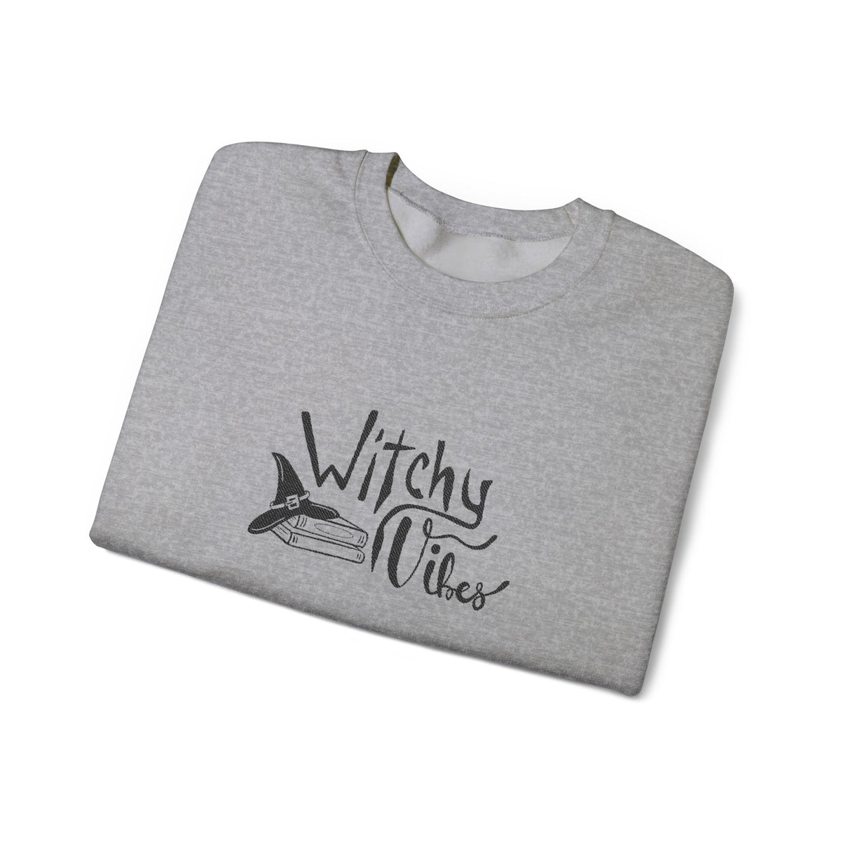 Witchy Vibes Embroidered Crewneck Sweatshirt (Black Thread)
