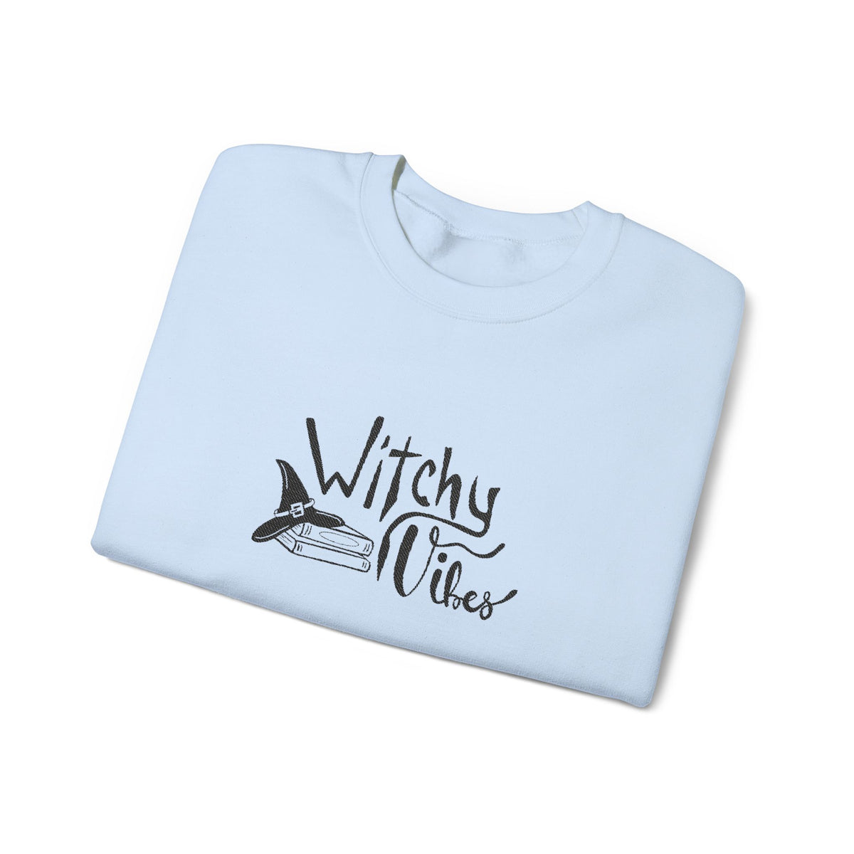 Witchy Vibes Embroidered Crewneck Sweatshirt (Black Thread)