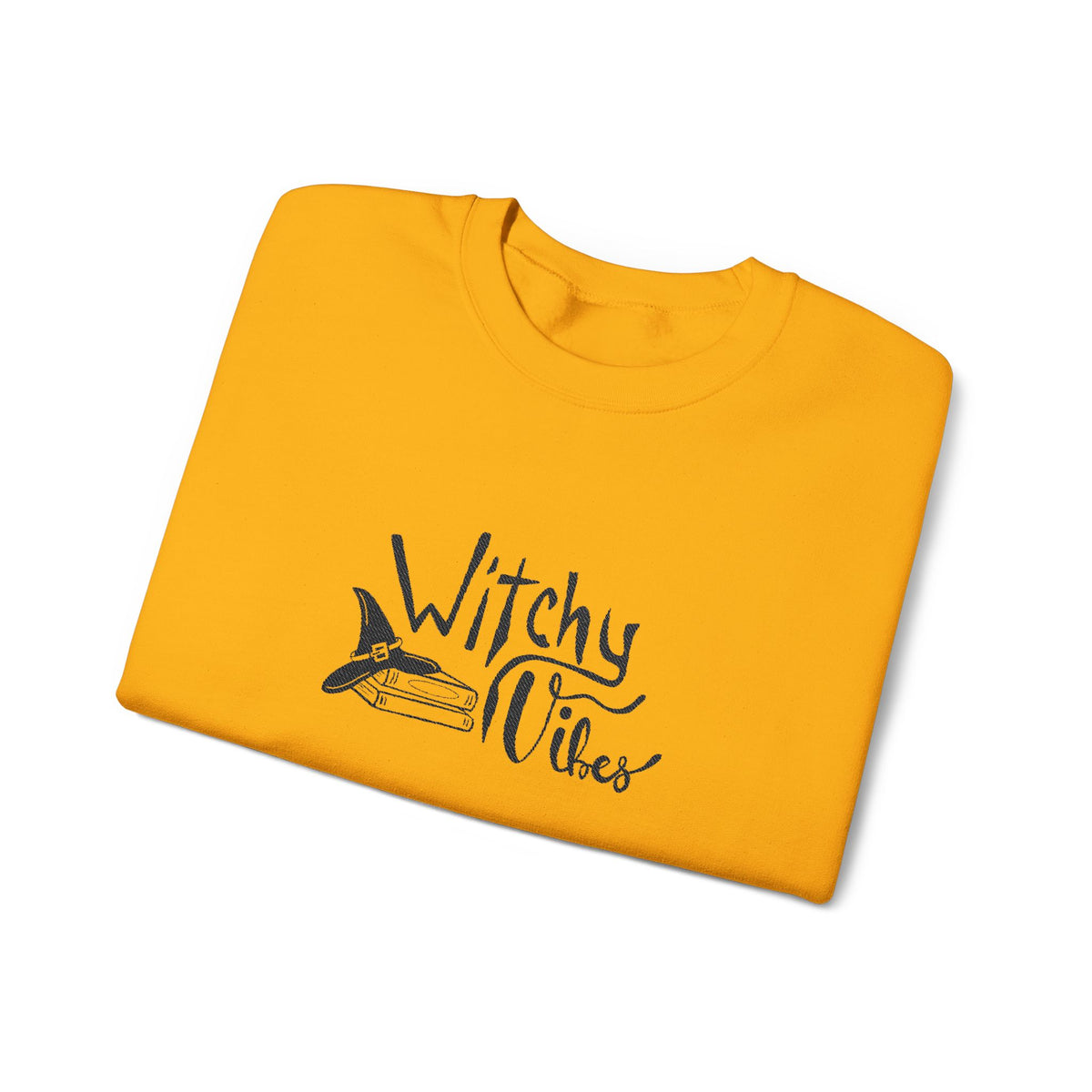 Witchy Vibes Embroidered Crewneck Sweatshirt (Black Thread)