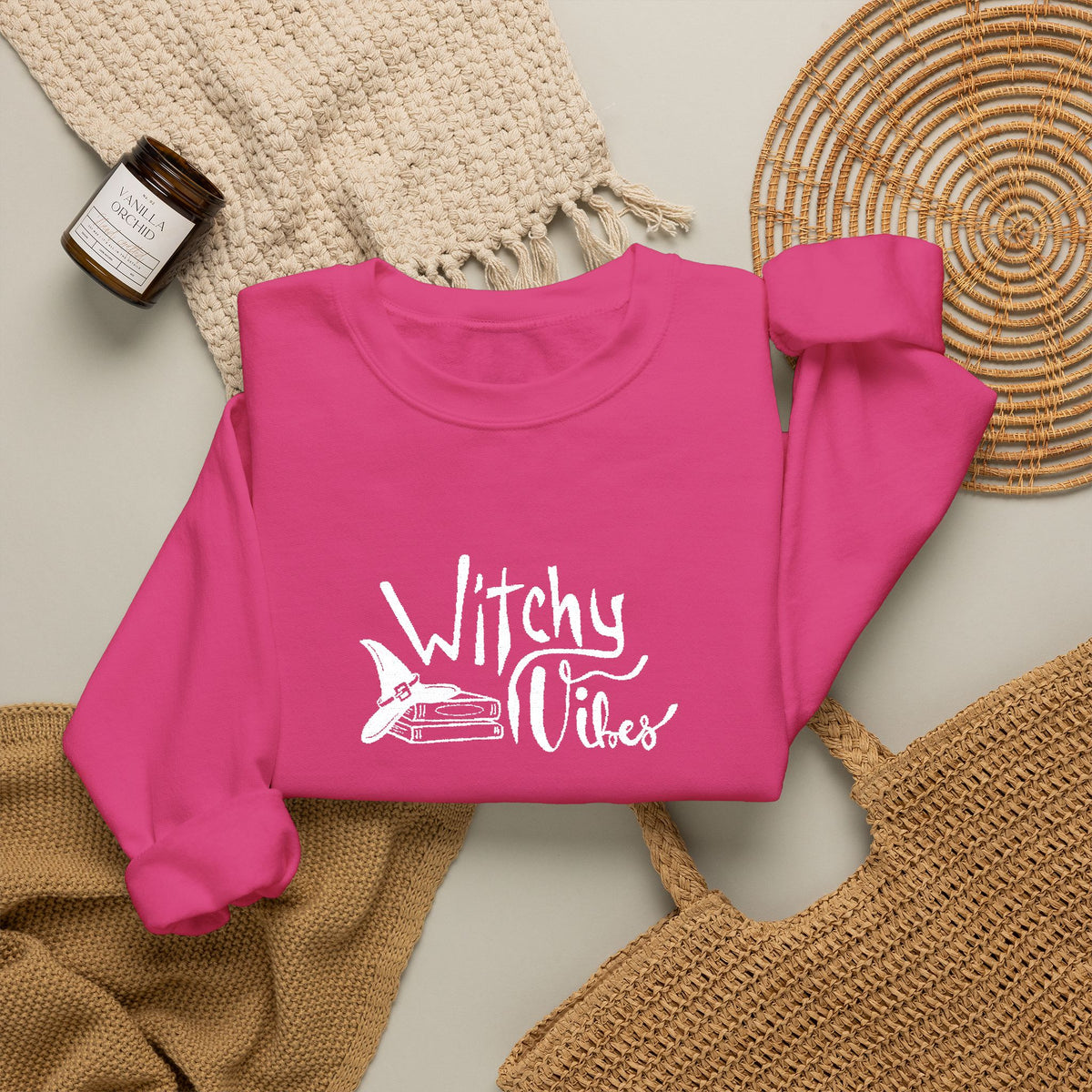 Witchy Vibes Embroidered Crewneck Sweatshirt (White Thread)