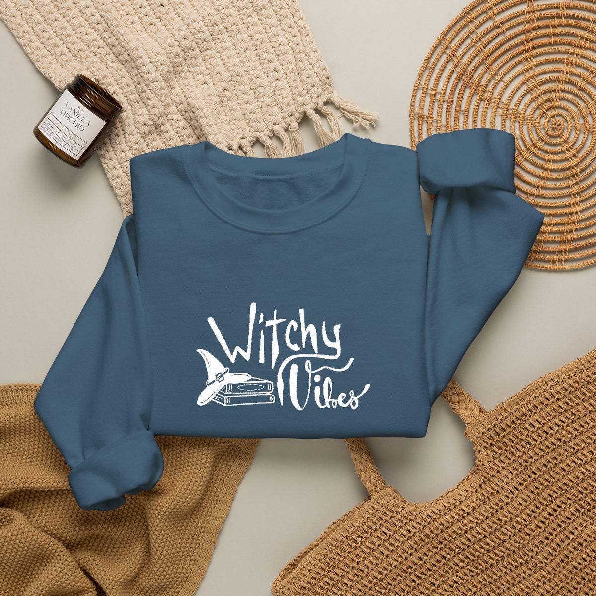 Witchy Vibes Embroidered Crewneck Sweatshirt (White Thread)